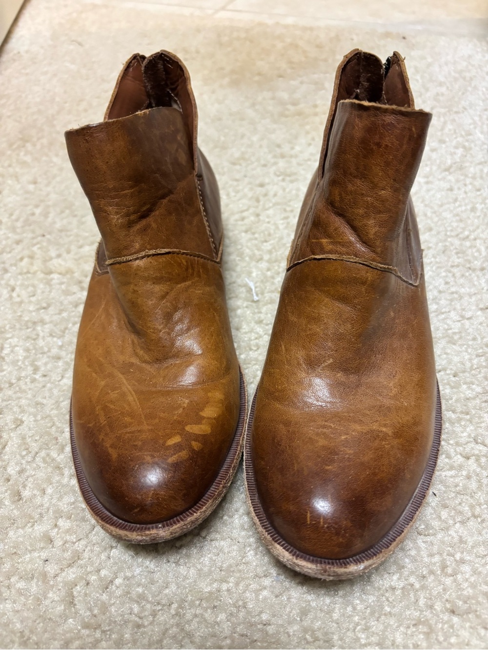 Women’s Brown Leather Slip-On Ankle Boots- Kork Ease